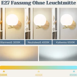 NETTLIFE Applique Murale Intérieur Chambre Couloir Lampe Boule de Verre Doré Vintage E27 Lampe de Chevet en Métal