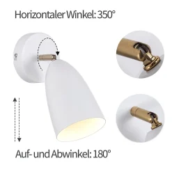 NETTLIFE Applique murale d'intérieur blanche - spot mural vintage pour chambre à coucher rétro GU10