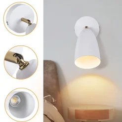 NETTLIFE Applique murale d'intérieur blanche - spot mural vintage pour chambre à coucher rétro GU10