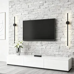 NETTLIFE Applique murale LED d'intérieur - 60 cm - Lampe de couloir moderne noire design - Blanc chaud 3000 K - Lampe de cuisine