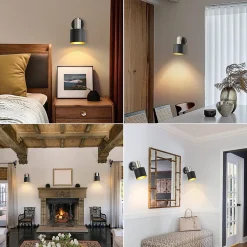 NETTLIFE Applique Murale Intérieur Spot Mural Vintage Noir Pivotant E27 Petit Métal