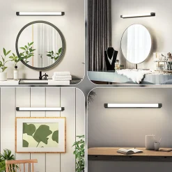 Nettlife Applique murale LED miroir 50 cm, 10 W, noir, 4000 K, IP44, salle de bain