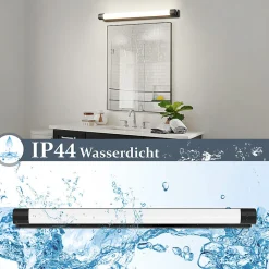 Nettlife Applique murale LED miroir 50 cm, 10 W, noir, 4000 K, IP44, salle de bain