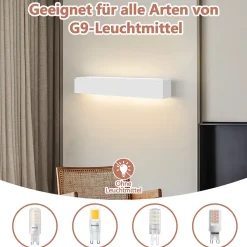 NETTLIFE Applique murale d'intérieur en plâtre blanc G9 moderne pour couloir, escalier, haut et bas