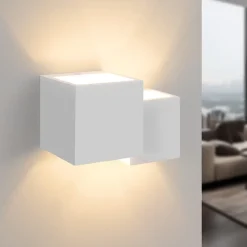 NETTLIFE Applique murale d'intérieur en plâtre blanc G9 moderne pour couloir, escalier, haut et bas