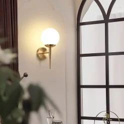 NETTLIFE Applique murale vintage boule de verre dorée E27 lampe murale d'intérieur chambre escalier