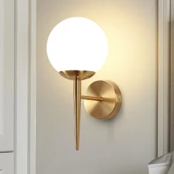 NETTLIFE Applique murale vintage boule de verre dorée E27 lampe murale d'intérieur chambre escalier