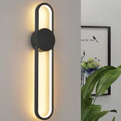 NETTLIFE Applique murale LED d'intérieur - 12W lampe d'escalier 60cm noir lampe de couloir design moderne 3000K