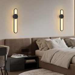 NETTLIFE Applique murale LED d'intérieur - 12W lampe d'escalier 60cm noir lampe de couloir design moderne 3000K