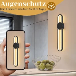 NETTLIFE Applique murale LED d'intérieur - 12W lampe d'escalier 60cm noir lampe de couloir design moderne 3000K