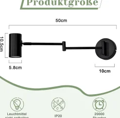 NETTLIFE Applique murale intérieure noire - Applique murale vintage Chambre à coucher GU10 - Sans ampoule