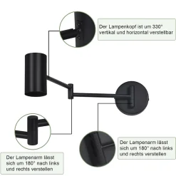 NETTLIFE Applique murale intérieure noire - Applique murale vintage Chambre à coucher GU10 - Sans ampoule