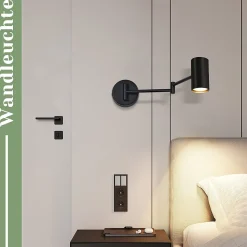 NETTLIFE Applique murale intérieure noire - Applique murale vintage Chambre à coucher GU10 - Sans ampoule