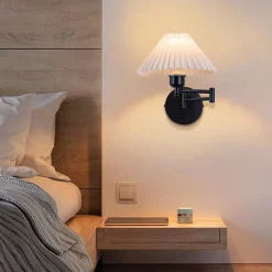 NETTLIFE Applique murale d'intérieur vintage : E27 abat-jour rétro éclairage mural orientable 40W.MAX blanc sans ampoule