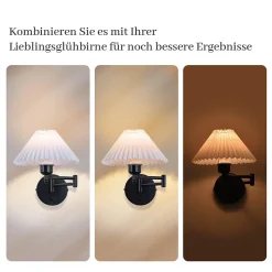 NETTLIFE Applique murale d'intérieur vintage : E27 abat-jour rétro éclairage mural orientable 40W.MAX blanc sans ampoule