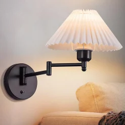 NETTLIFE Applique murale d'intérieur vintage : E27 abat-jour rétro éclairage mural orientable 40W.MAX blanc sans ampoule