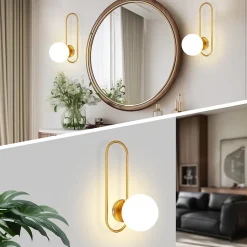 NETTLIFE Applique murale d'intérieur E14 boule de verre doré rétro moderne éclairage mural de chambre à coucher
