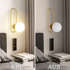 NETTLIFE Applique murale d'intérieur E14 boule de verre doré rétro moderne éclairage mural de chambre à coucher