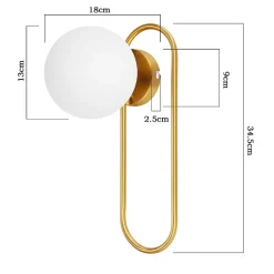 NETTLIFE Applique murale d'intérieur E14 boule de verre doré rétro moderne éclairage mural de chambre à coucher