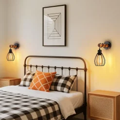 NETTLIFE Applique murale avec interrupteur applique vintage : applique murale en bois noir E27 industriel