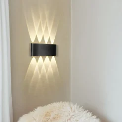 NETTLIFE Applique murale LED pour intérieur : lot de 1 appliques murales extérieures noires haut vers le bas 7 W IP65