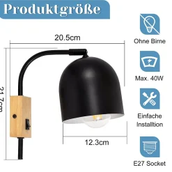 NETTLIFE Applique murale LED extérieure 5W IP65, noir, blanc chaud