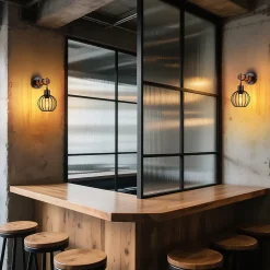 NETTLIFE Applique murale salon vintage bois : applique avec interrupteur éclairage mural noir au design industriel E27