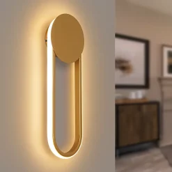 NETTLIFE Applique murale LED d'intérieur - Lampe d'escalier 12W 41cm Lampe de couloir dorée Design moderne 3000K Blanc chaud