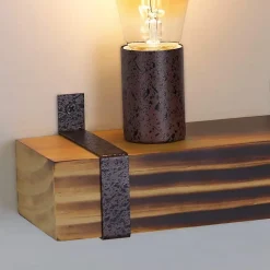 Nettlife Applique murale vintage E27, bois, 23cm, design industriel, max 40W, pour couloir/salon