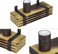 Nettlife Applique murale vintage E27, bois, 23cm, design industriel, max 40W, pour couloir/salon