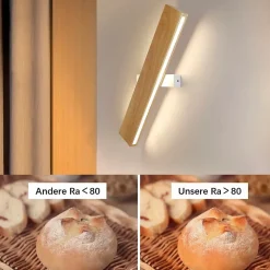 Nettlife Applique murale LED 52cm, bois, 17W, blanc chaud 3000K, design up/down, pour couloir