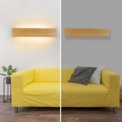 Nettlife Applique murale LED 52cm, bois, 17W, blanc chaud 3000K, design up/down, pour couloir