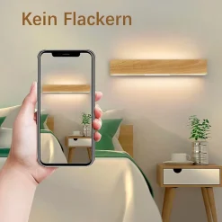 Nettlife Applique murale LED 52cm, bois, 17W, blanc chaud 3000K, design up/down, pour couloir