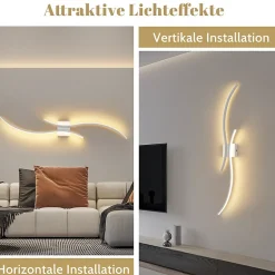 NETTLIFE Applique murale LED d'intérieur - 14W lampe de couloir 100CM lampe d'escalier blanche design vague moderne 3000K