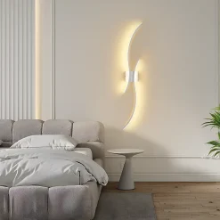 NETTLIFE Applique murale LED d'intérieur - 14W lampe de couloir 100CM lampe d'escalier blanche design vague moderne 3000K