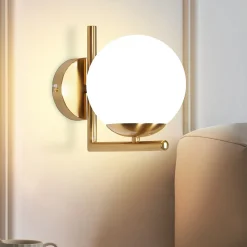 NETTLIFE Applique murale vintage boule de verre dorée E27 lampe murale d'intérieur chambre escalier
