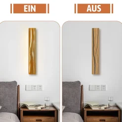 NETTLIFE Applique Murale LED Applique Intérieure Bois Moderne Couloir Lampe 3000K Blanc Chaud 50CM Lampe de Salon Indirecte 8W