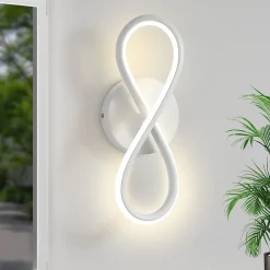 NETTLIFE Applique murale LED 7 W design incurvé blanc chaud 3000 K pour escalier d'intérieur