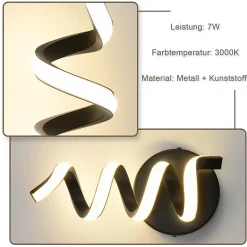 NETTLIFE Applique murale LED d'intérieur noire moderne 7 W pour escalier Blanc chaud 3000 K