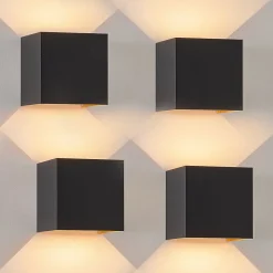 NETTLIFE applique murale extérieure LED applique intérieure lot de 4 noir or 5W IP65 orientable 3000K