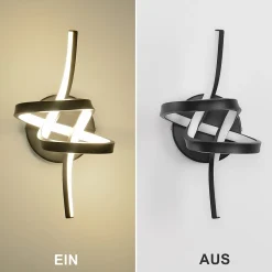 NETTLIFE Applique murale LED Noir Intérieur 7W Blanc chaud 3000K Escalier Moderne Aluminium