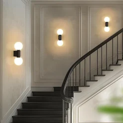 NETTLIFE Applique murale d'intérieur moderne en verre blanc noir 2 ampoules max 25W G9 (sans ampoule)