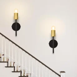 NETTLIFE Applique Murale Intérieur Vintage E27 Industriel 1 Ampoule Noir Rétro Métal 2 Pièces