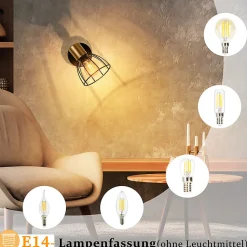 Nettlife Applique murale d'intérieur, style vintage - noire, spot mural à une ampoule, lampe de couloir, E14, (Sans ampoule)