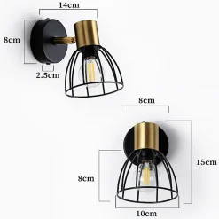 Nettlife Applique murale d'intérieur, style vintage - noire, spot mural à une ampoule, lampe de couloir, E14, (Sans ampoule)