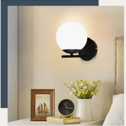 NETTLIFE Applique Noir Intérieure - E27 Métal Design Moderne en verre Lampe de Lit Applique Salle de Bain Vintage Lampe de Couloir