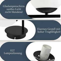 NETTLIFE Applique Noir Intérieure - E27 Métal Design Moderne en verre Lampe de Lit Applique Salle de Bain Vintage Lampe de Couloir