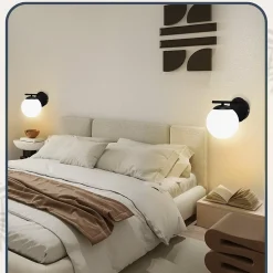 NETTLIFE Applique Noir Intérieure - E27 Métal Design Moderne en verre Lampe de Lit Applique Salle de Bain Vintage Lampe de Couloir