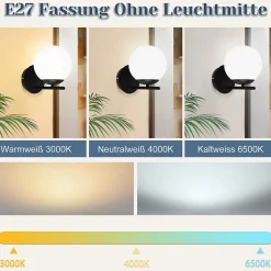 NETTLIFE Applique Noir Intérieure - E27 Métal Design Moderne en verre Lampe de Lit Applique Salle de Bain Vintage Lampe de Couloir