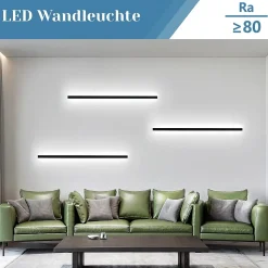 NETTLIFE Ensemble de 2 appliques muralesd'intérieur noir 100 CM éclairage mural moderne couloir 32 W